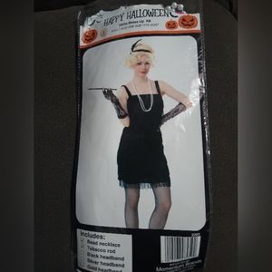 Flapper 1920s dress up kit, includes bead necklace, tobacco rod, gold headband